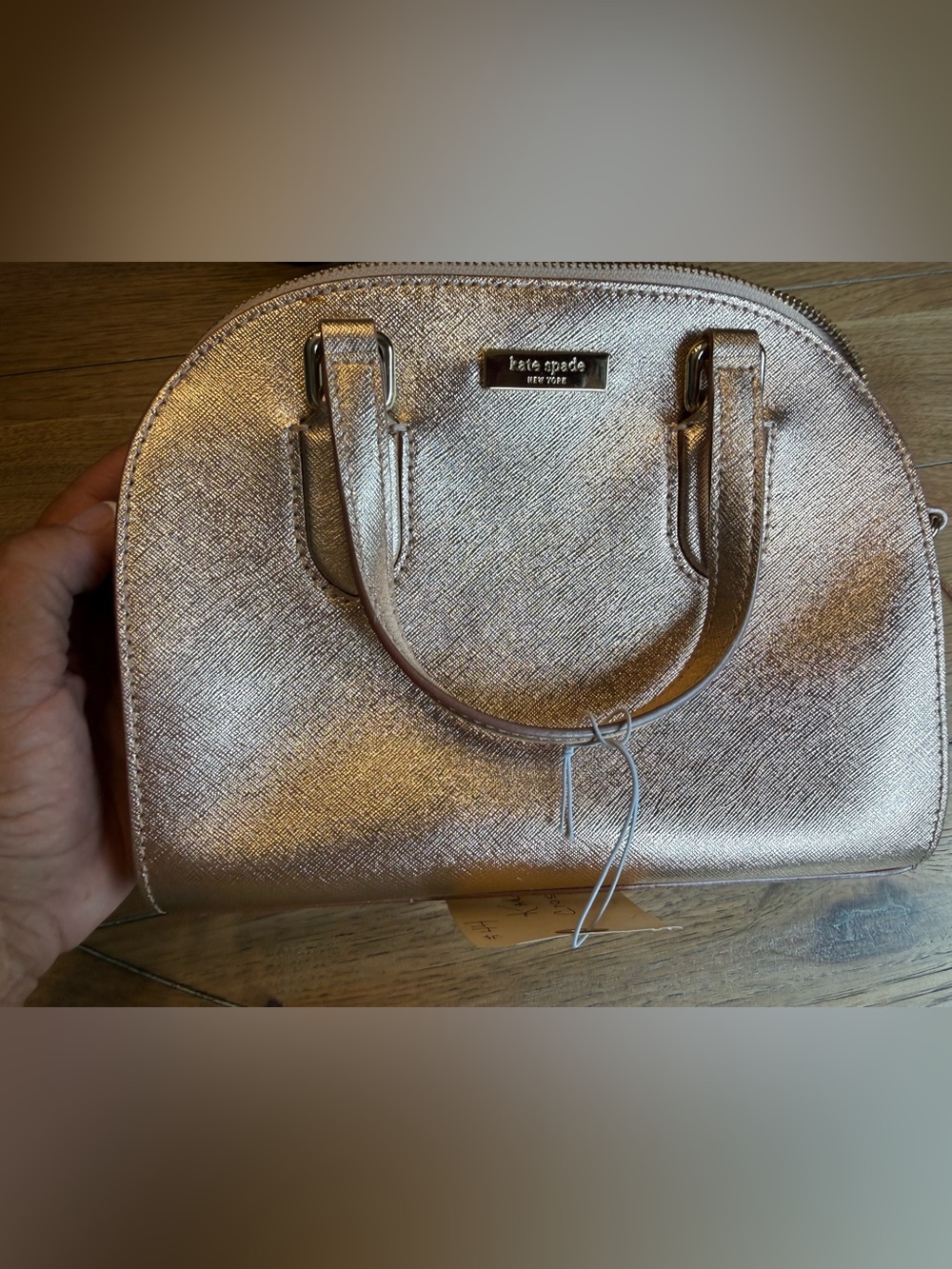 kate spade metallic rose gold dome satchel handbag